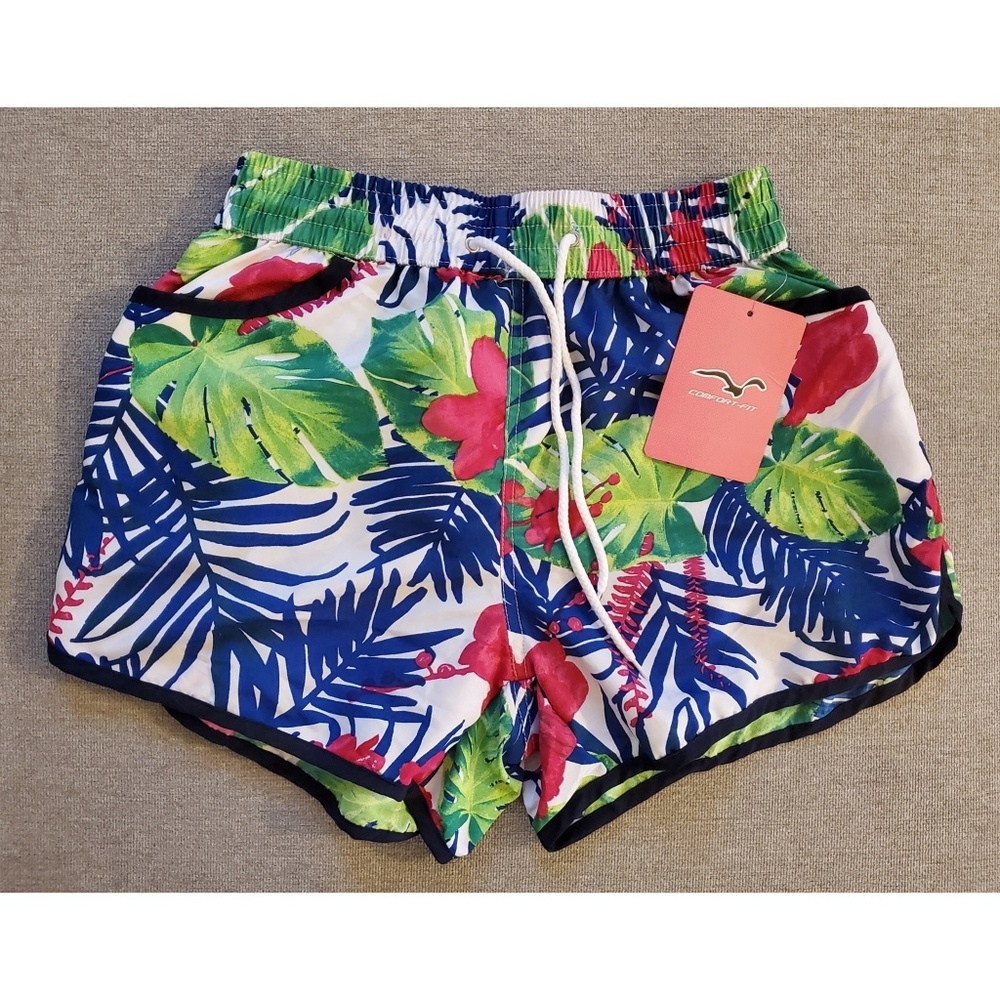 Tropical Swimming Shorts (White)